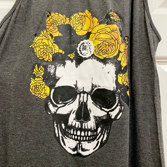 Skull & Roses Maxi Dress NEW Charcoal Gray - Picture 10 of 12